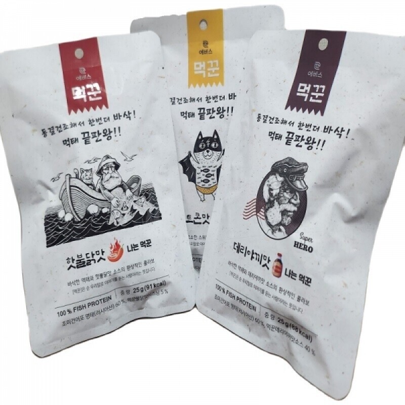 에버스몰,[에버스] 나는 먹꾼 먹태선물세트(핫불닭맛 25g 3개, 스위트콘맛25g 3개, 데리야끼맛25g 3개)